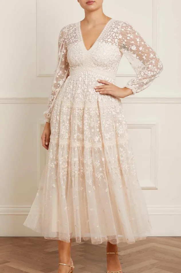 Needle and Thread Dresses Celestia Ribbon Ankle Gown Champagne 8211 Women
