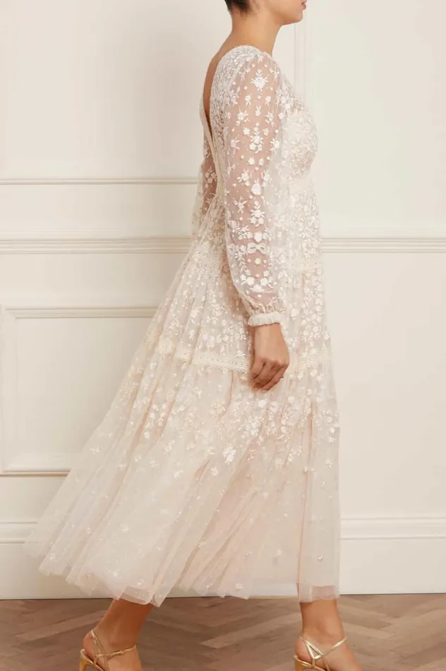 Needle and Thread Dresses Celestia Ribbon Ankle Gown Champagne 8211 Women