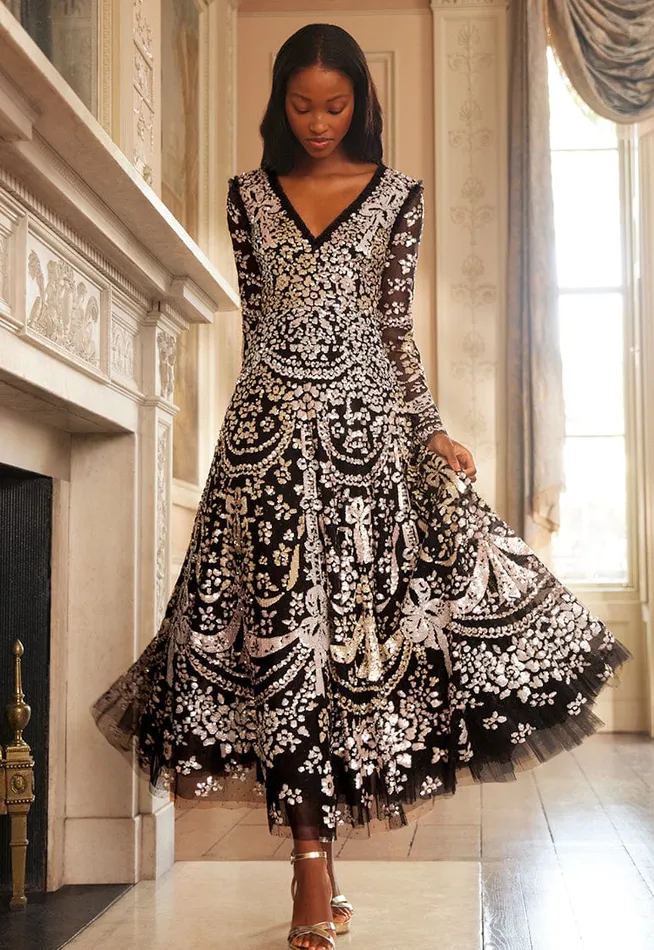 Needle and Thread Dresses Chandelier Gloss Gown Black 8211 Women
