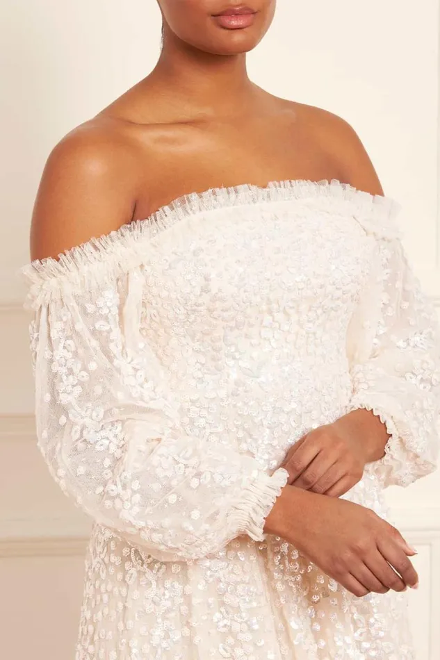 Needle and Thread Dresses Confetti Gloss OffShoulder Gown Champagne 8211 Women
