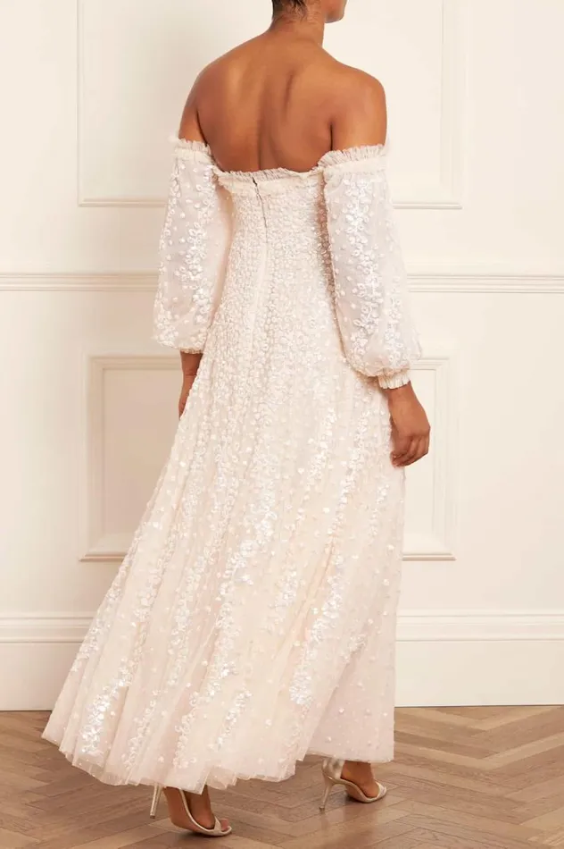 Needle and Thread Dresses Confetti Gloss OffShoulder Gown Champagne 8211 Women