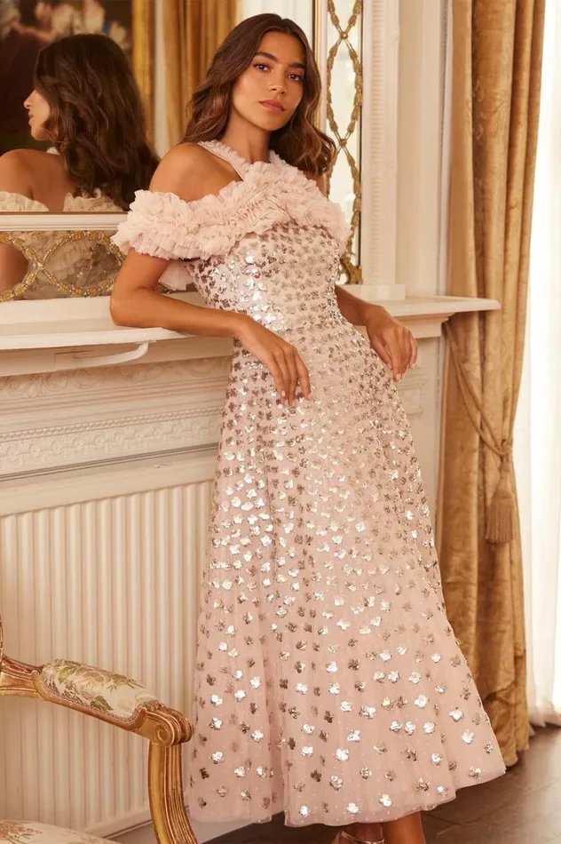 Needle and Thread Dresses Glisten OffShoulder Ballerina Dress Beige 8211 Women