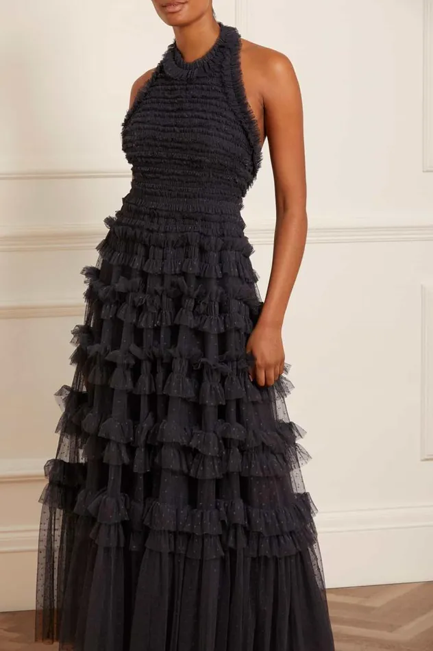 Needle and Thread Dresses Lisette Ruffle Halter Neck Gown Black 8211 Women