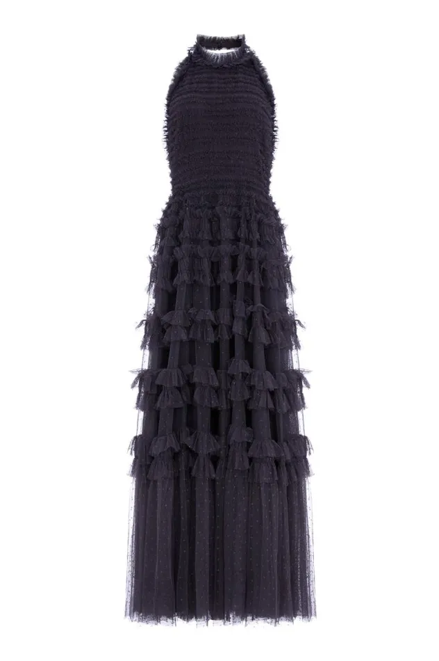 Needle and Thread Dresses Lisette Ruffle Halter Neck Gown Black 8211 Women