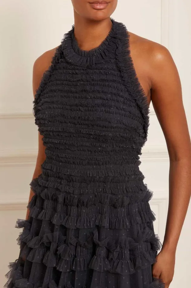 Needle and Thread Dresses Lisette Ruffle Halter Neck Gown Black 8211 Women