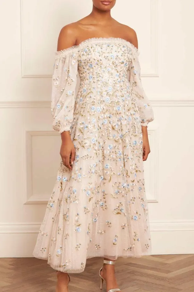 Needle and Thread Dresses Posy Pirouette OffShoulder Ankle Gown Champagne 8211 Women