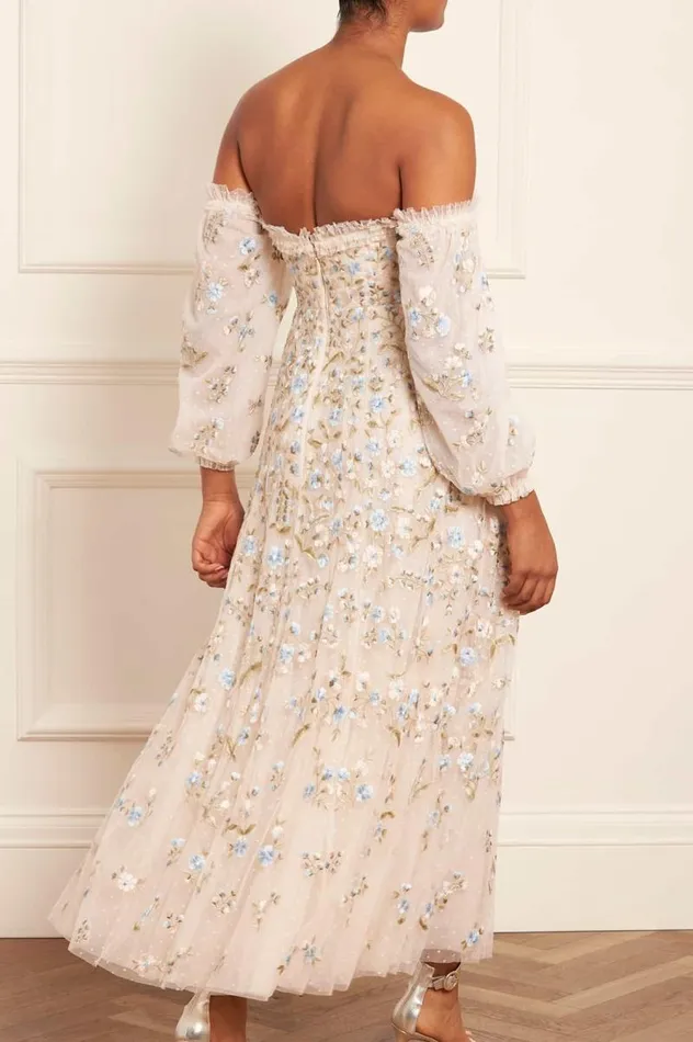 Needle and Thread Dresses Posy Pirouette OffShoulder Ankle Gown Champagne 8211 Women