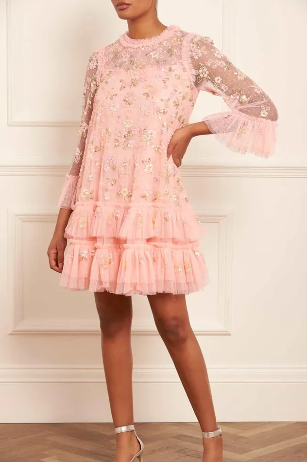 Needle and Thread Dresses Sequin Bloom Gloss Mini Dress Coral 8211 Women