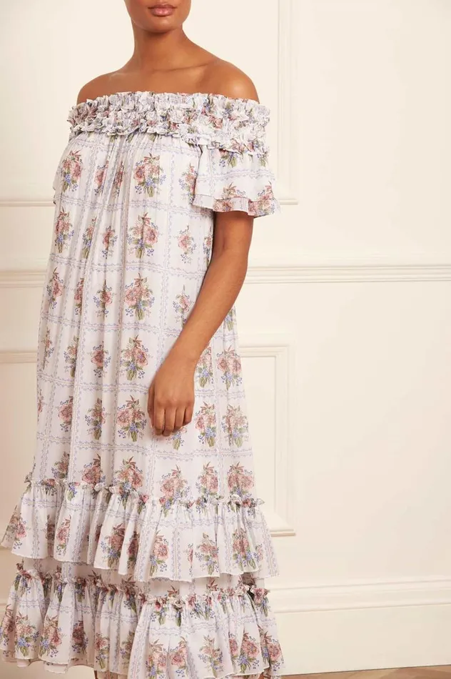 Needle and Thread Dresses Tiled Blooms Chiffon OffShoulder Ankle Gown Multi 8211 Women