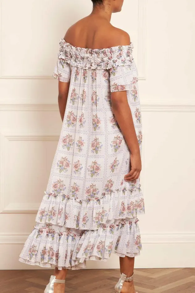 Needle and Thread Dresses Tiled Blooms Chiffon OffShoulder Ankle Gown Multi 8211 Women