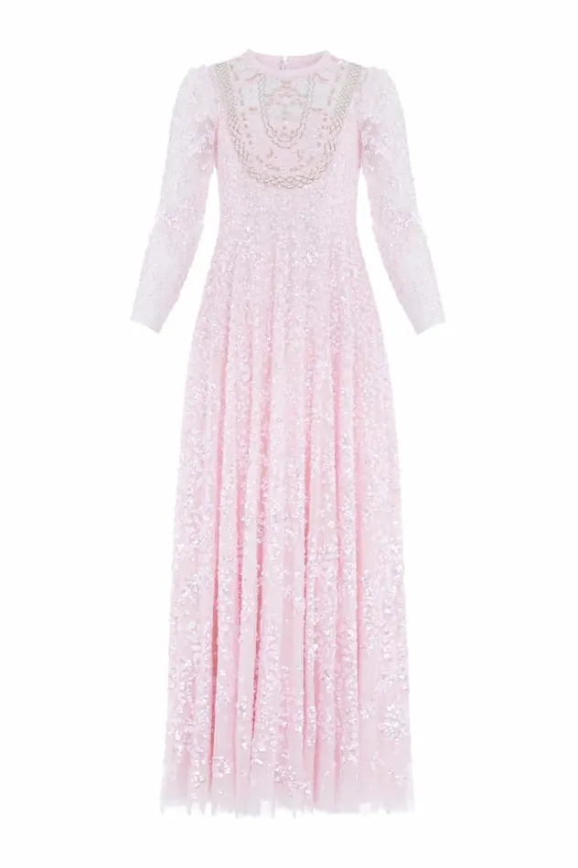 Needle and Thread Dresses Victorian Wreath Gloss Long Sleeve Gown Pink 8211 Women