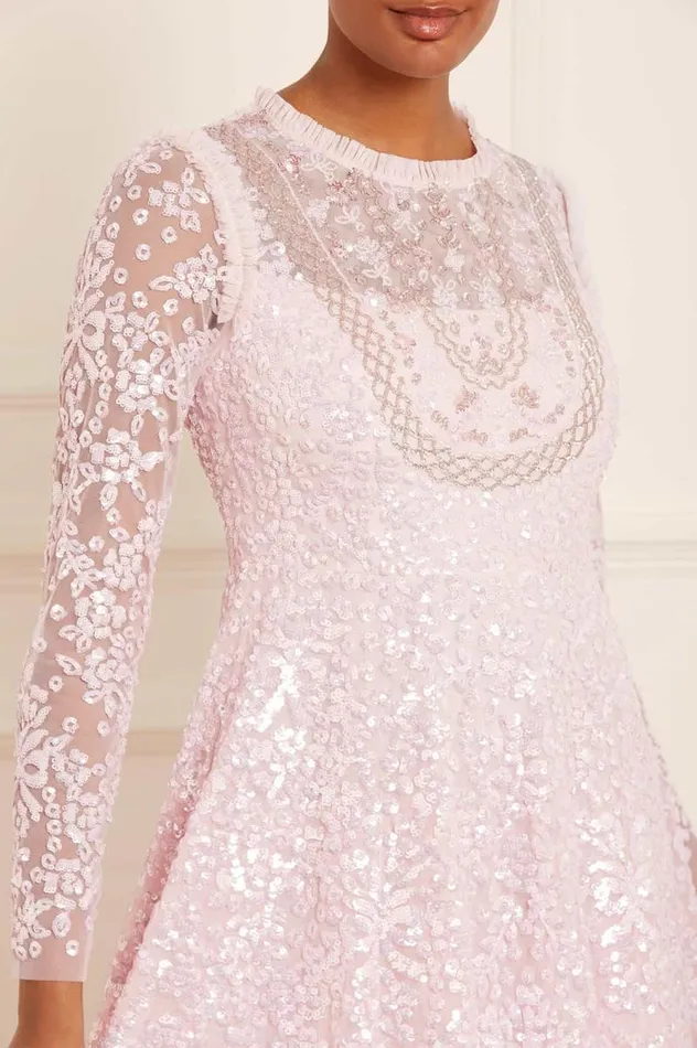 Needle and Thread Dresses Victorian Wreath Gloss Long Sleeve Gown Pink 8211 Women