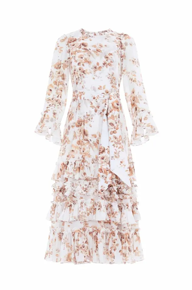 Needle and Thread Dresses Vintage Rose Chiffon Round Neck Ankle Gown Multi 8211 Women