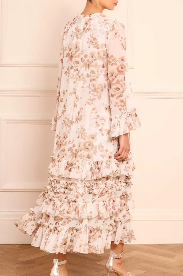 Needle and Thread Dresses Vintage Rose Chiffon Round Neck Ankle Gown Multi 8211 Women