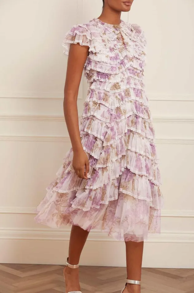 Needle and Thread Dresses Wisteria Ruffle Lace Ballerina Dress Multi 8211 Women