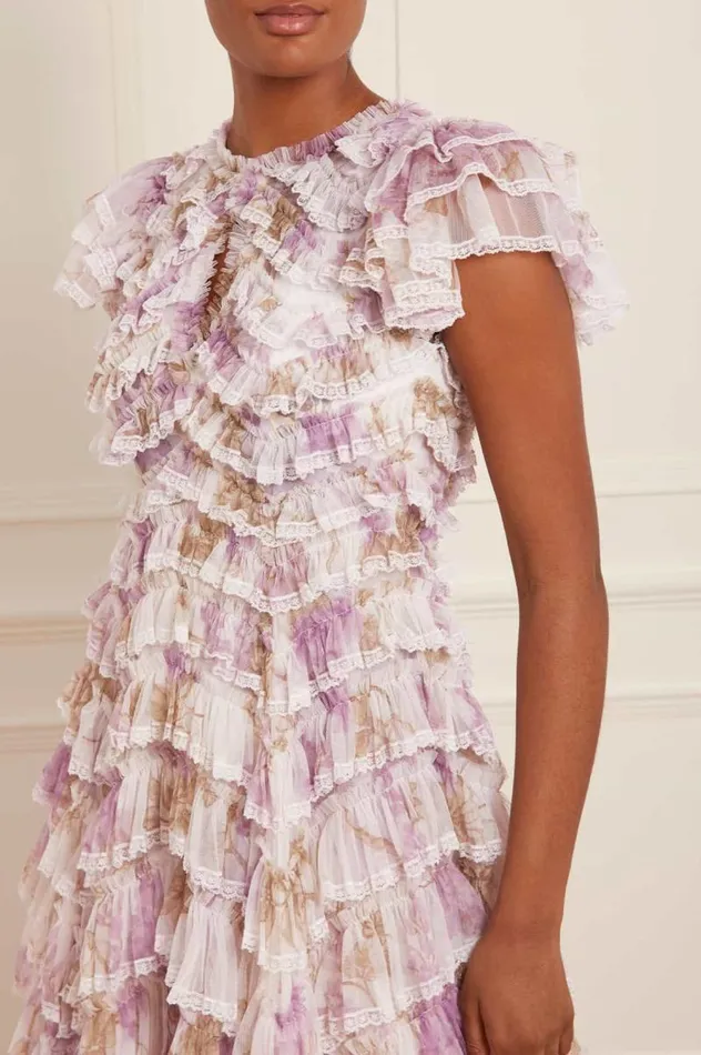 Needle and Thread Dresses Wisteria Ruffle Lace Ballerina Dress Multi 8211 Women