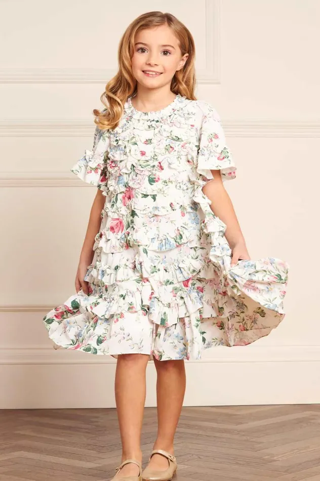 Needle and Thread Kids Daywear Floral Fantasy Crepe Short Sleeve Kids Dress Multi 8211 Kids