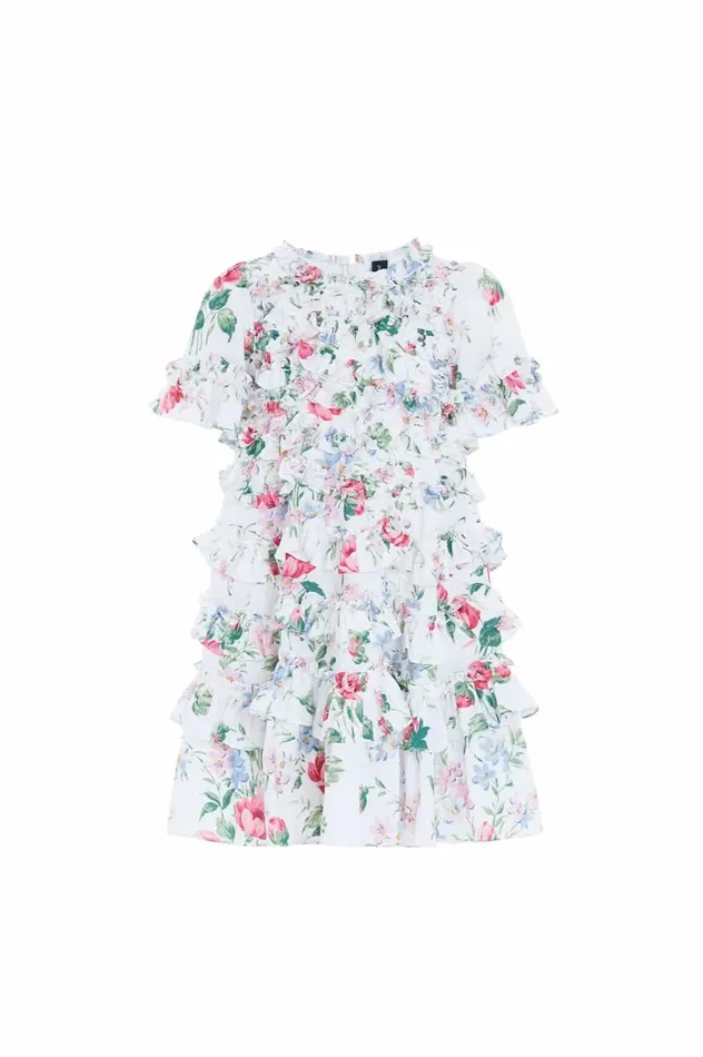 Needle and Thread Kids Daywear Floral Fantasy Crepe Short Sleeve Kids Dress Multi 8211 Kids