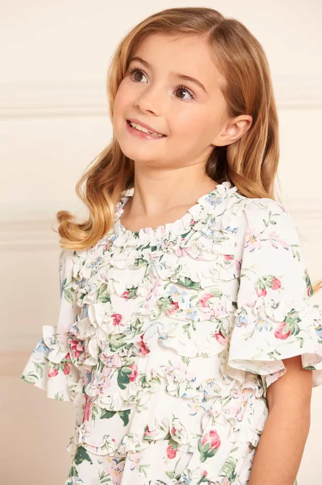 Needle and Thread Kids Daywear Floral Fantasy Crepe Short Sleeve Kids Dress Multi 8211 Kids