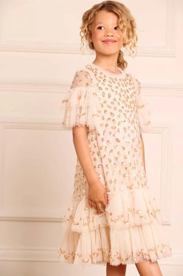 Needle and Thread Kids Formalwear Autumn Leaves Kids Dress Champagne 8211 KidsWomen