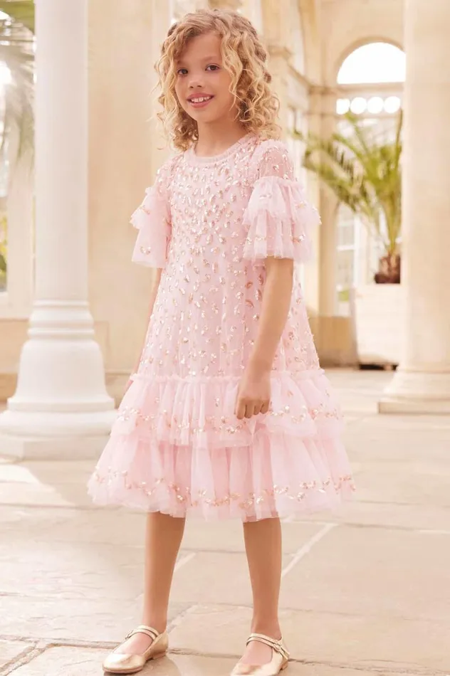 Needle and Thread Kids Formalwear Autumn Leaves Kids Dress Pink 8211 KidsWomen