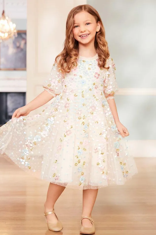 Needle and Thread Kids Formalwear Confetti Gloss Kids Dress Champagne 8211 KidsWomen