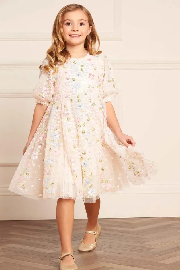 Needle and Thread Kids Formalwear Confetti Gloss Kids Dress Champagne 8211 KidsWomen