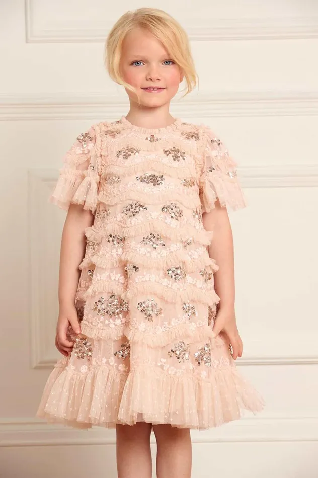 Needle and Thread Kids Formalwear Daisy Wave Kids Dress Beige 8211 KidsWomen