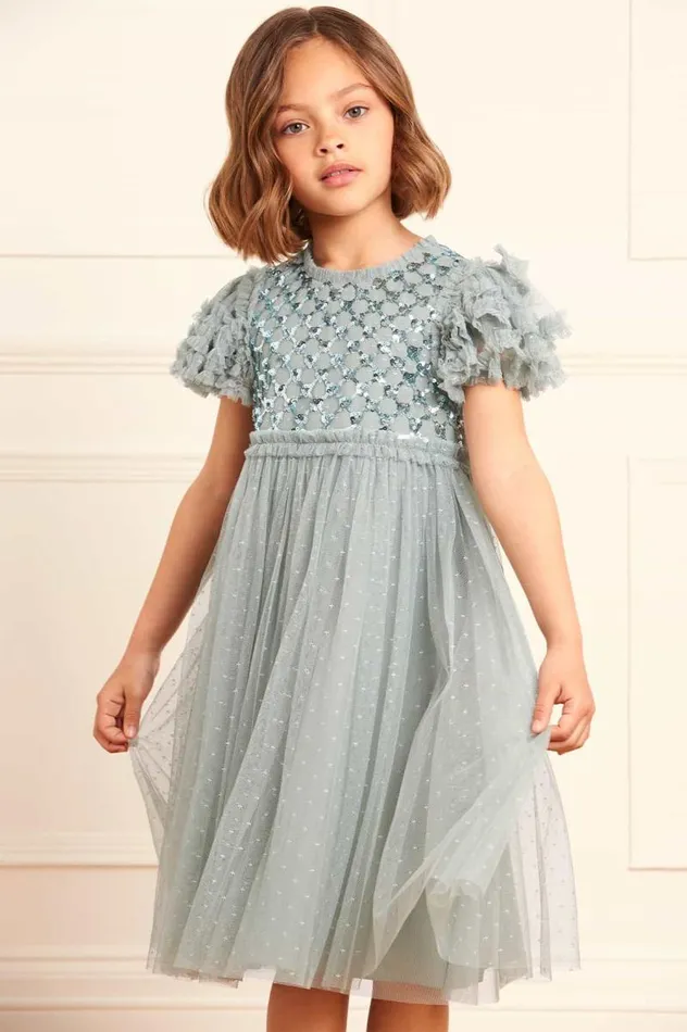 Needle and Thread Kids Formalwear Heart Lattice Bodice Kids Dress Green 8211 Kids