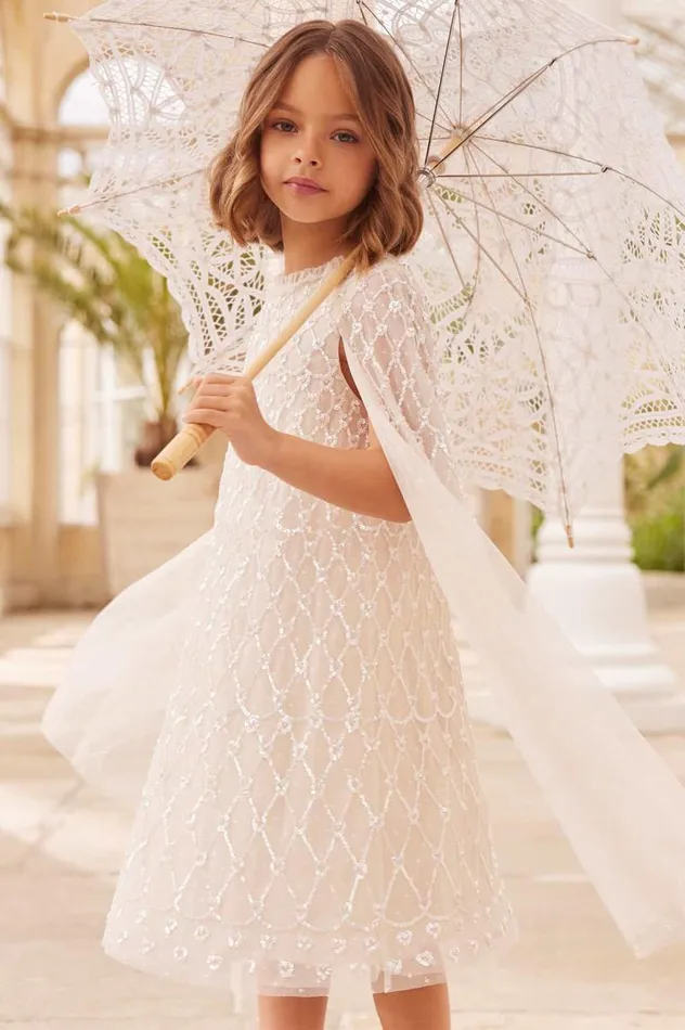 Needle and Thread Kids Formalwear Heart Lattice Cape Kids Dress Champagne 8211 KidsWomen