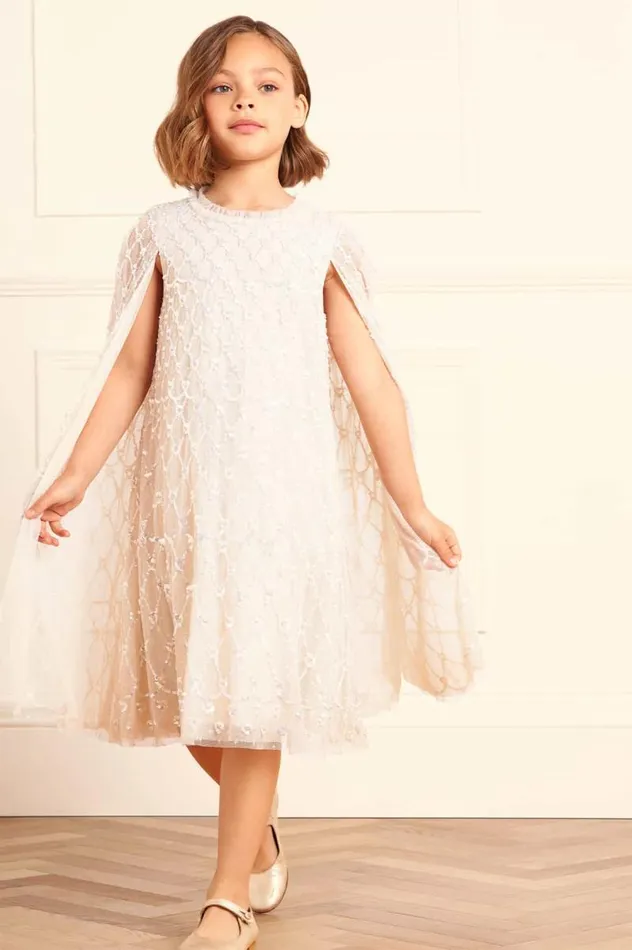 Needle and Thread Kids Formalwear Heart Lattice Cape Kids Dress Champagne 8211 KidsWomen