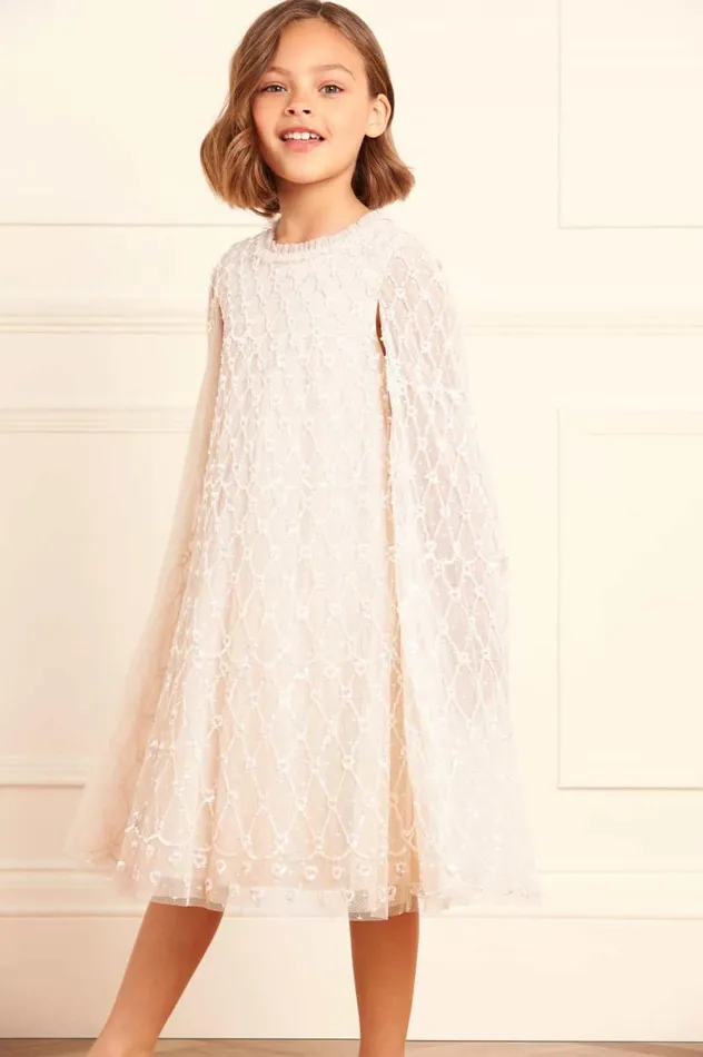 Needle and Thread Kids Formalwear Heart Lattice Cape Kids Dress Champagne 8211 KidsWomen