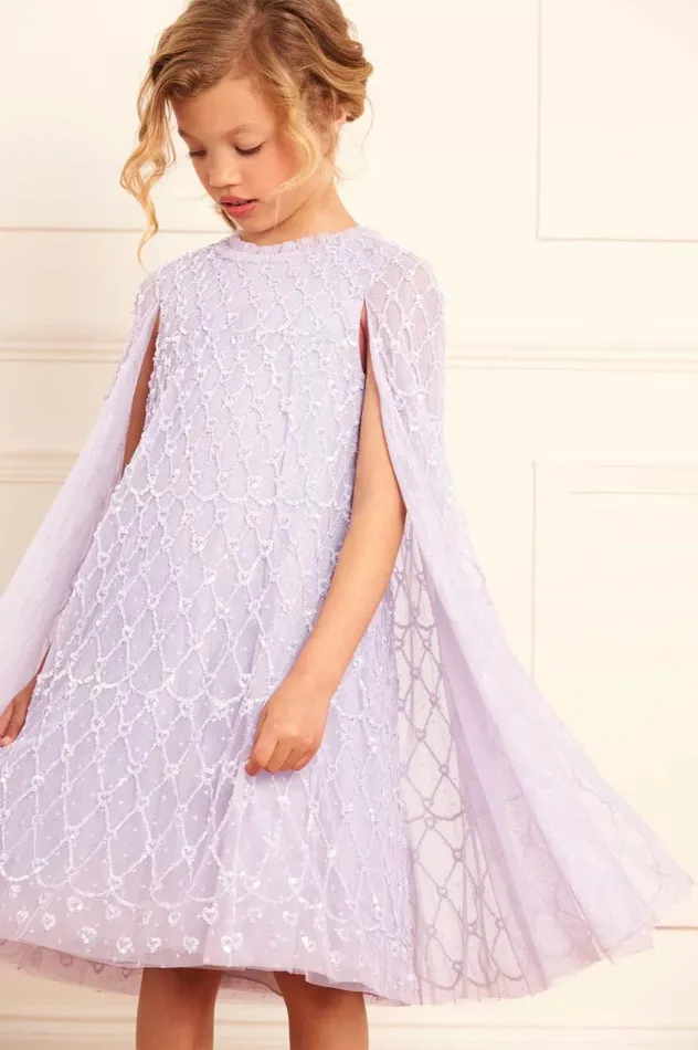 Needle and Thread Kids Formalwear Heart Lattice Cape Kids Dress Purple 8211 Kids