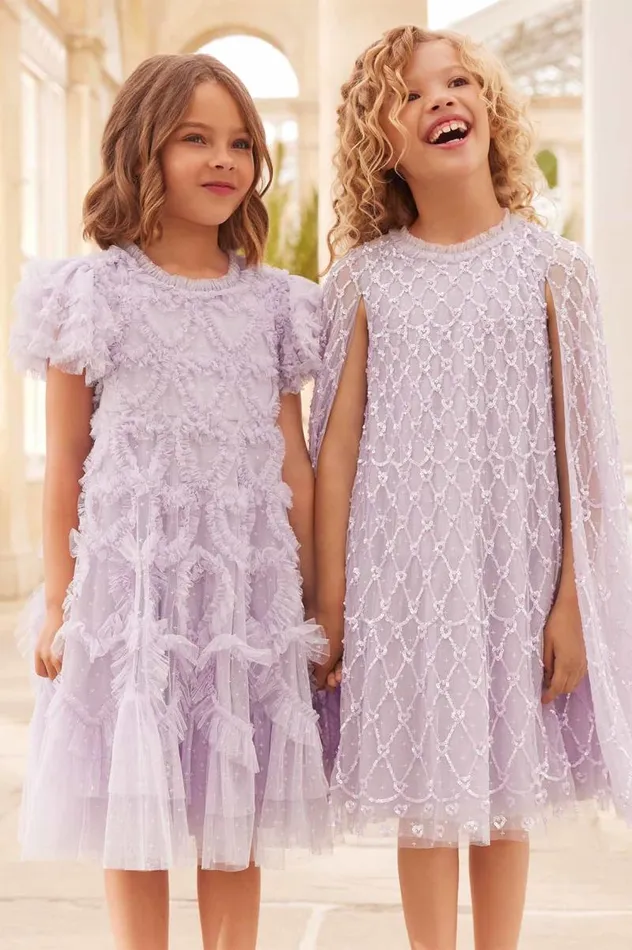 Needle and Thread Kids Formalwear Heart Lattice Cape Kids Dress Purple 8211 Kids