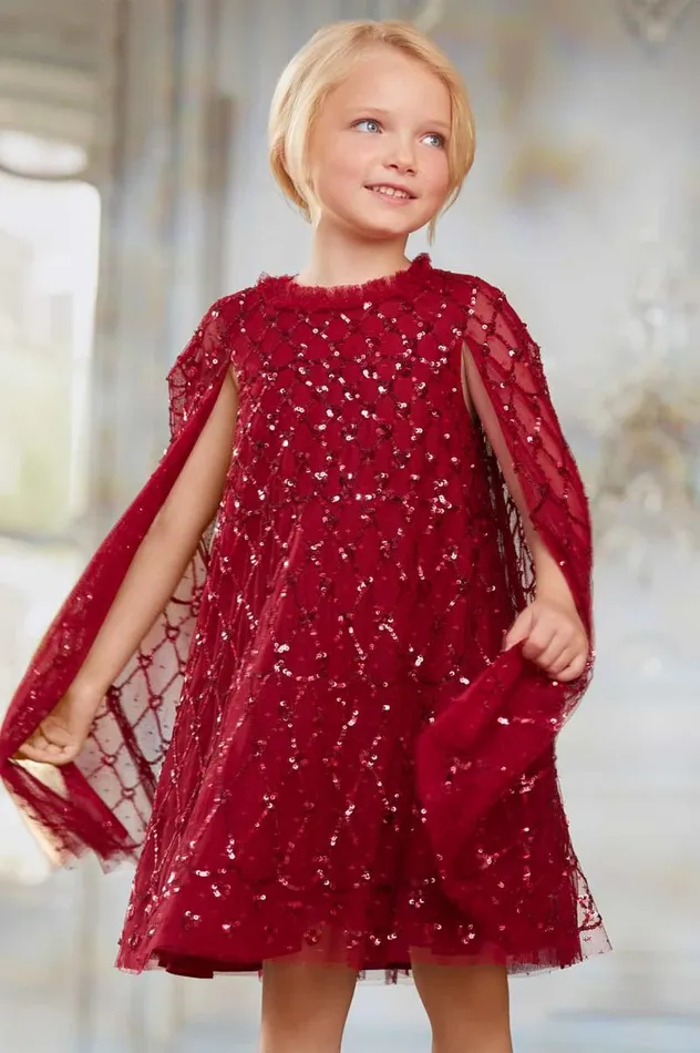 Needle and Thread Kids Formalwear Heart Lattice Cape Kids Dress Red 8211 Kids