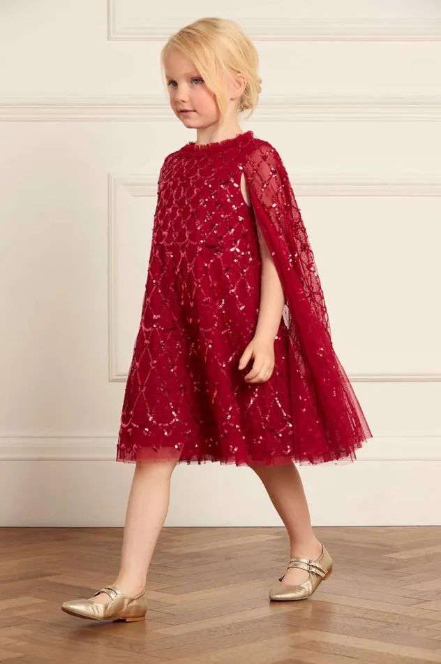 Needle and Thread Kids Formalwear Heart Lattice Cape Kids Dress Red 8211 Kids
