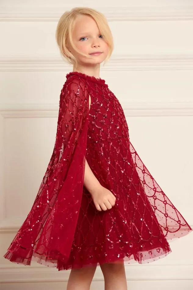 Needle and Thread Kids Formalwear Heart Lattice Cape Kids Dress Red 8211 Kids