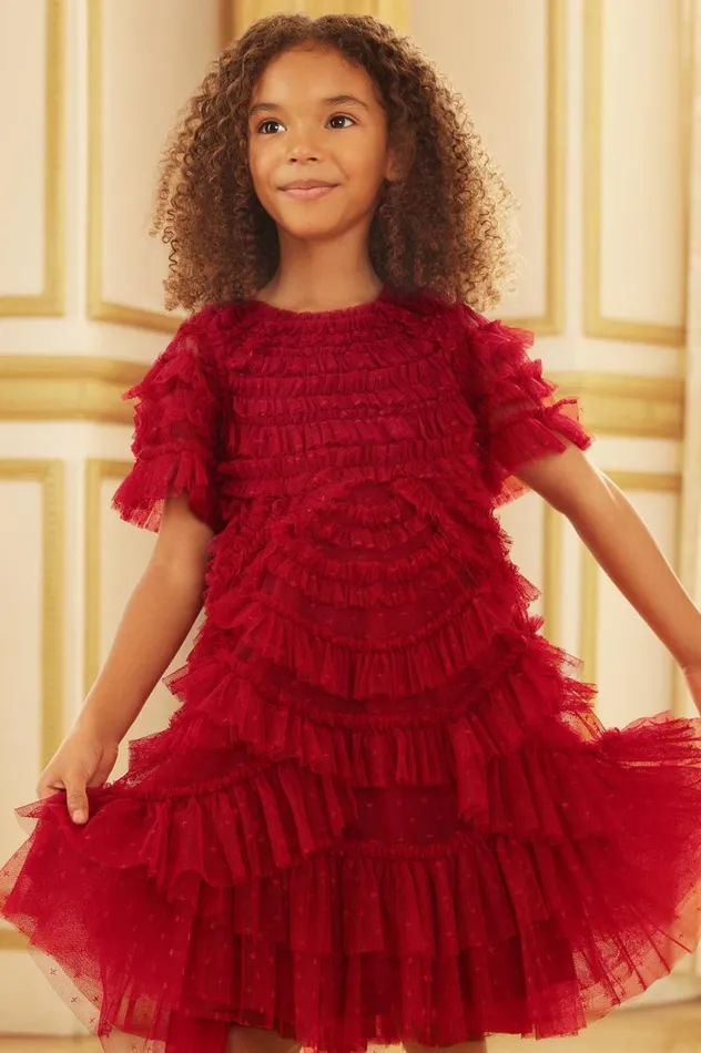 Needle and Thread Kids Formalwear Marilla Ruffle Kids Dress Red 8211 Kids