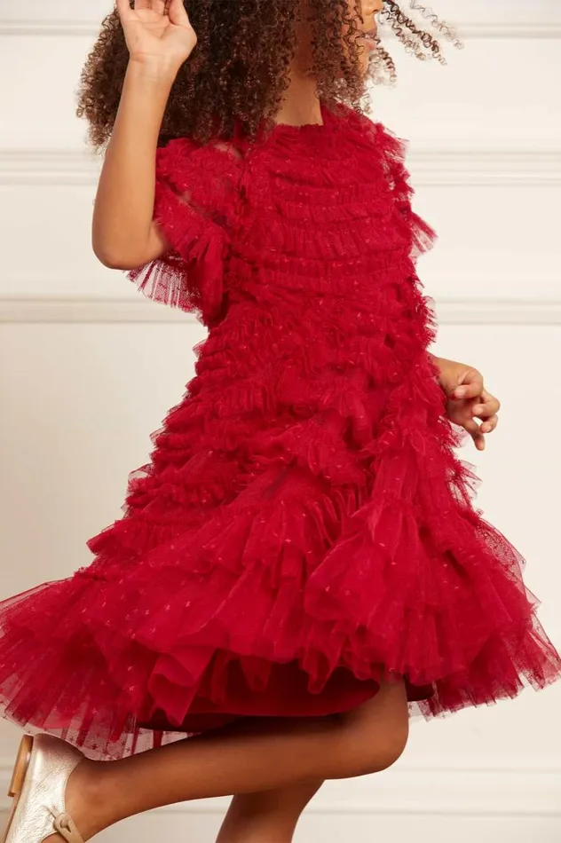 Needle and Thread Kids Formalwear Marilla Ruffle Kids Dress Red 8211 Kids