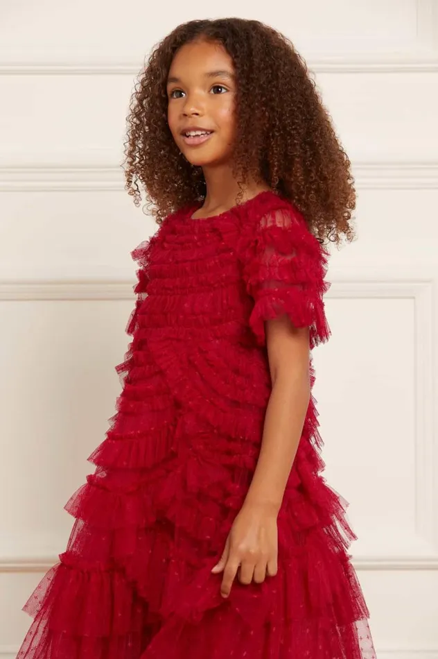 Needle and Thread Kids Formalwear Marilla Ruffle Kids Dress Red 8211 Kids