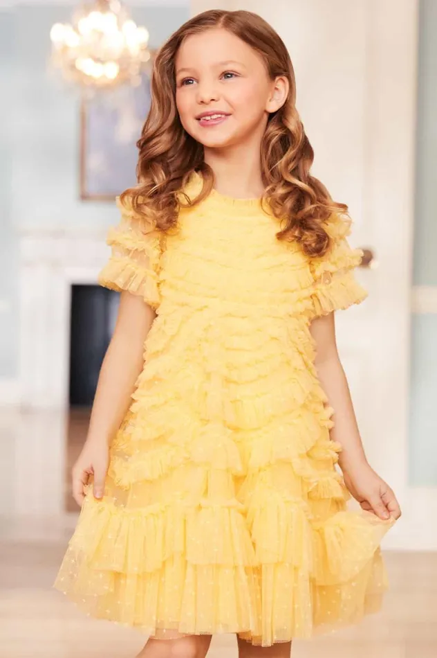 Needle and Thread Kids Formalwear Marilla Ruffle Kids Dress Yellow 8211 Kids