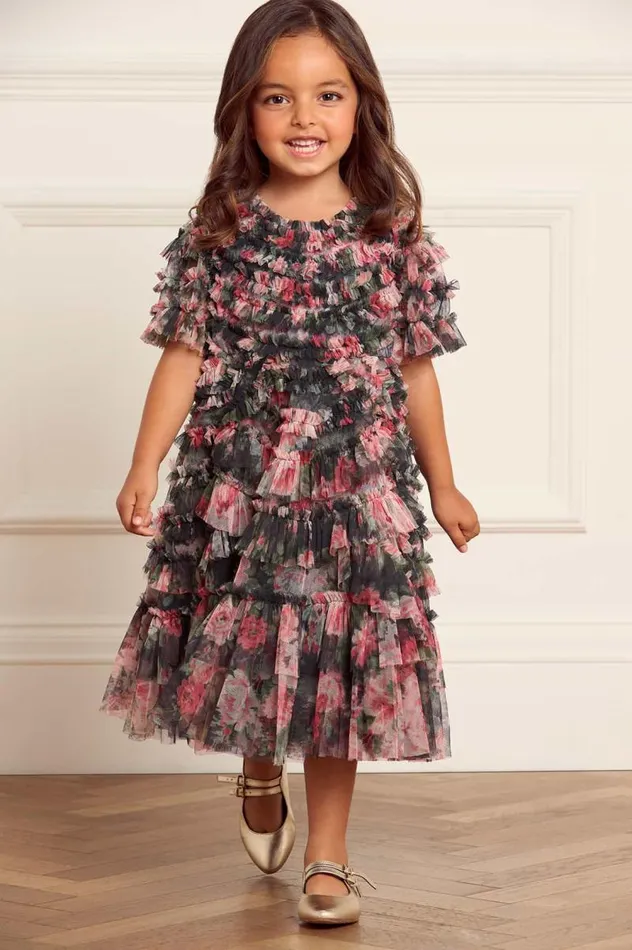 Needle and Thread Kids Formalwear Midnight Dance Marilla Ruffle Kids Dress Black 8211 Kids