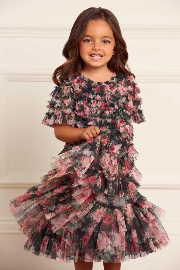 Needle and Thread Kids Formalwear Midnight Dance Marilla Ruffle Kids Dress Black 8211 Kids