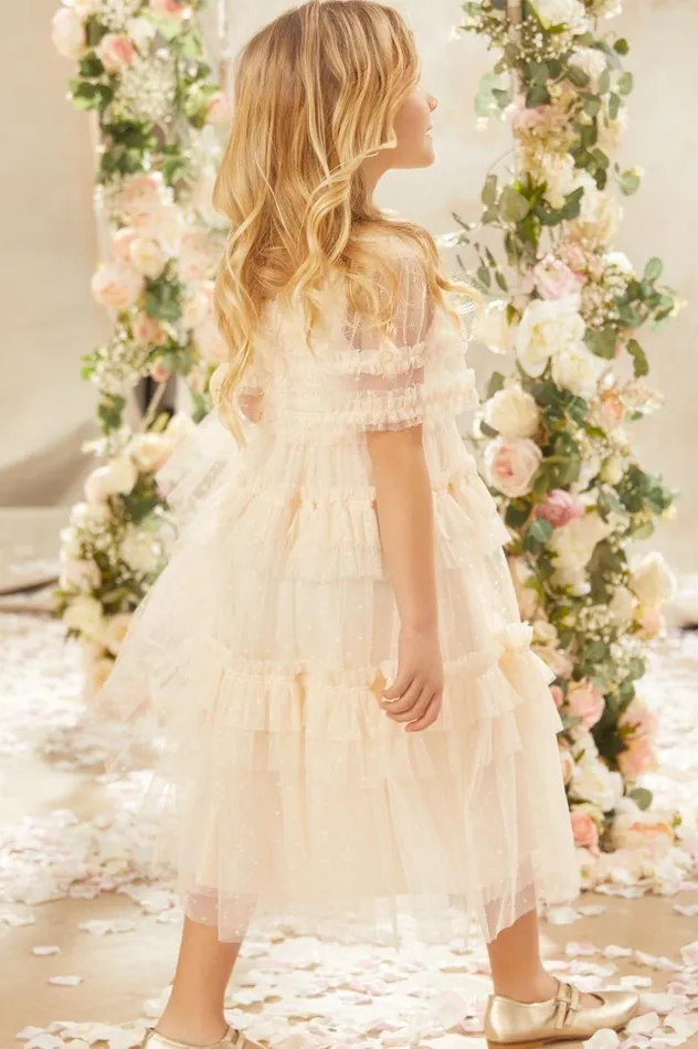 Needle and Thread Kids Formalwear Peaches Smocked Kids Dress Champagne 8211 KidsWomen