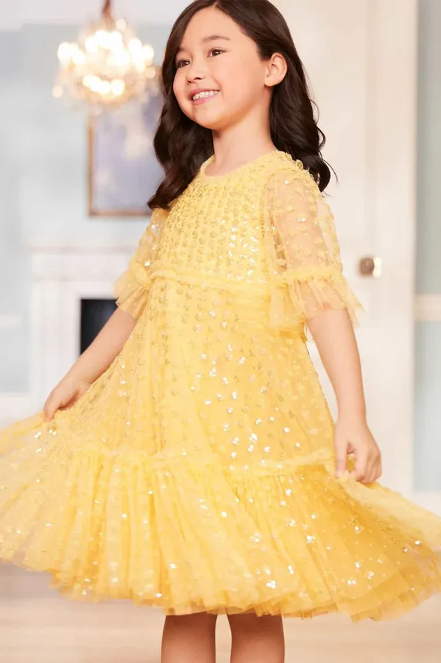 Needle and Thread Kids Formalwear Raindrop Sequin Kids Dress Yellow 8211 Kids