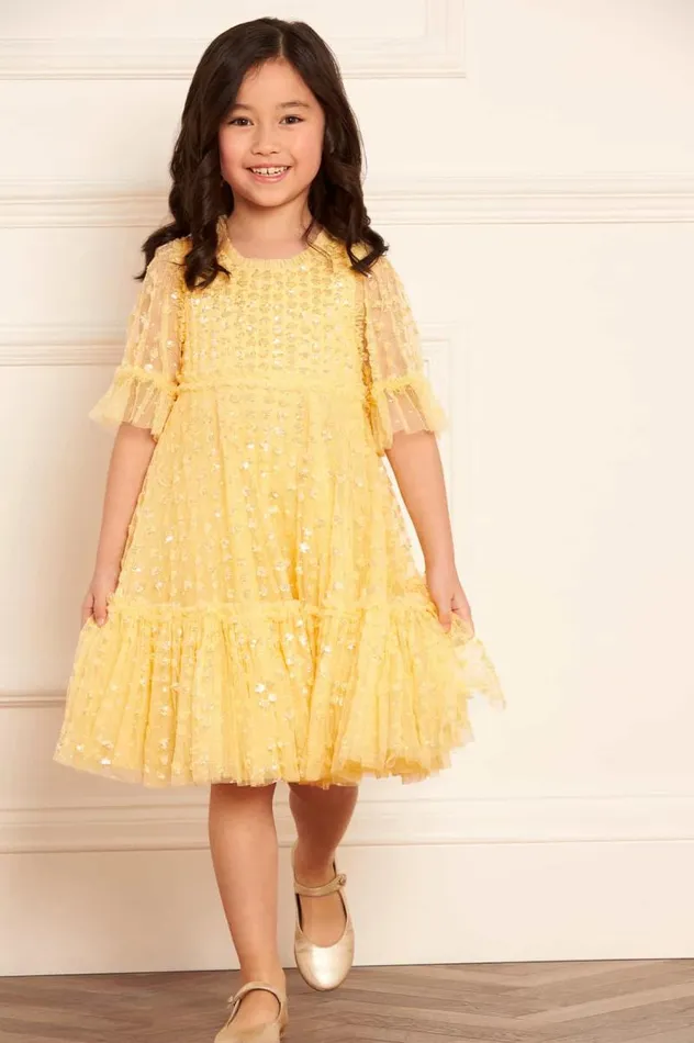 Needle and Thread Kids Formalwear Raindrop Sequin Kids Dress Yellow 8211 Kids