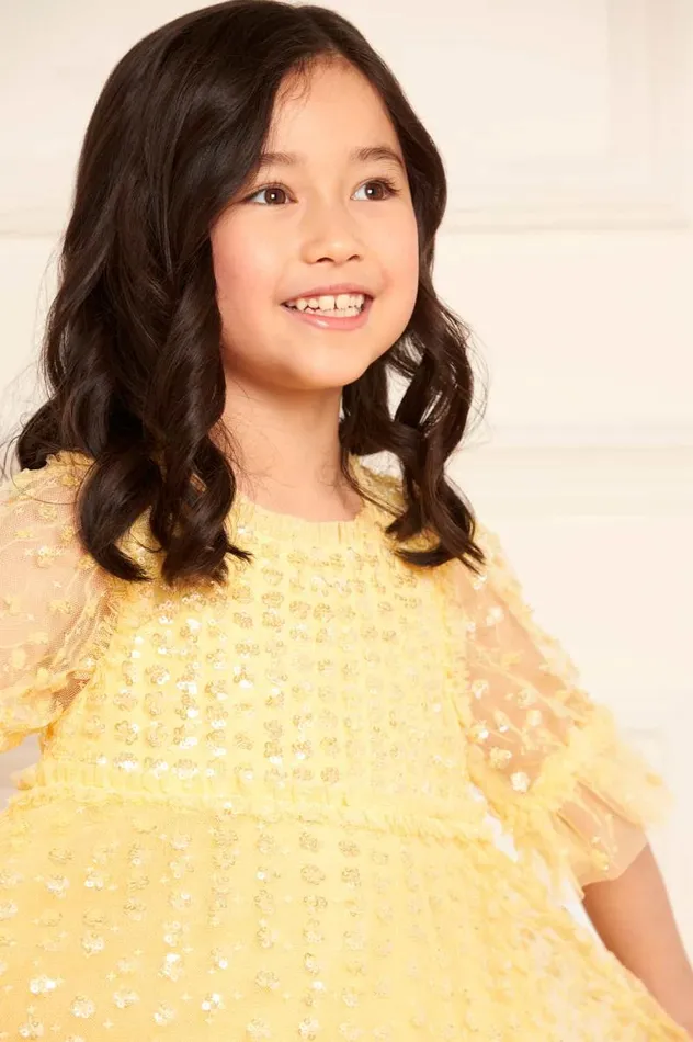 Needle and Thread Kids Formalwear Raindrop Sequin Kids Dress Yellow 8211 Kids