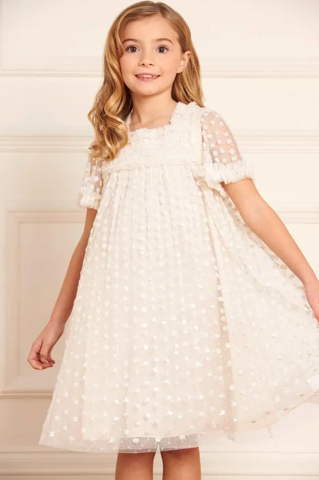 Needle and Thread Kids Formalwear Raindrop Smocked Kids Dress Champagne 8211 KidsWomen
