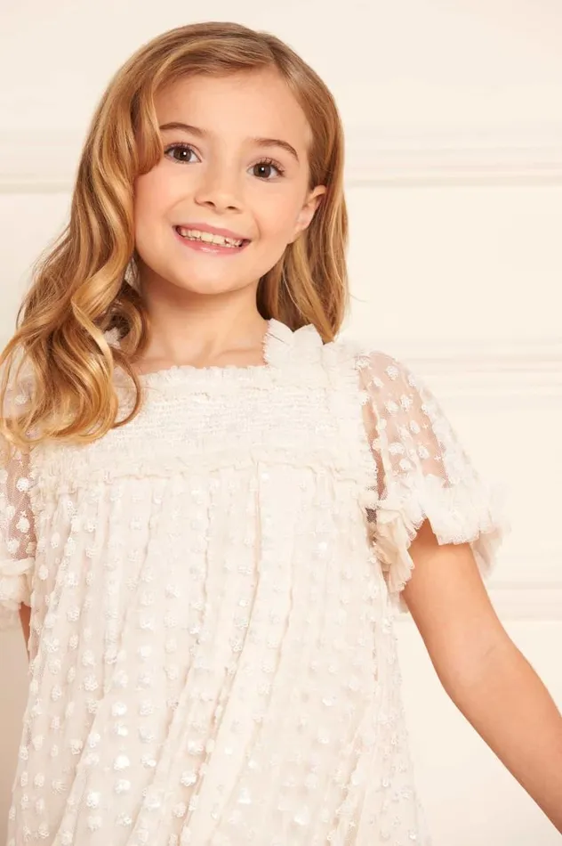Needle and Thread Kids Formalwear Raindrop Smocked Kids Dress Champagne 8211 KidsWomen