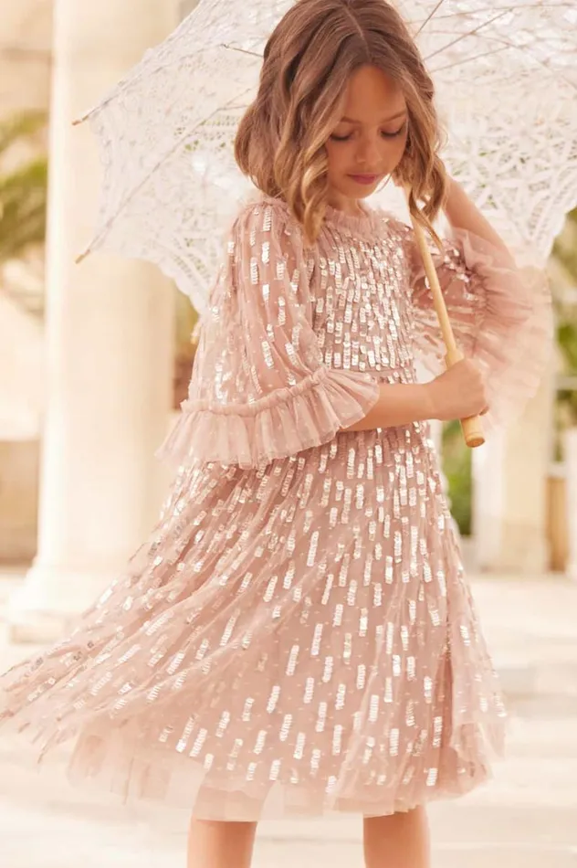 Needle and Thread Kids Formalwear Sequin Dash Kids Dress Beige 8211 Kids